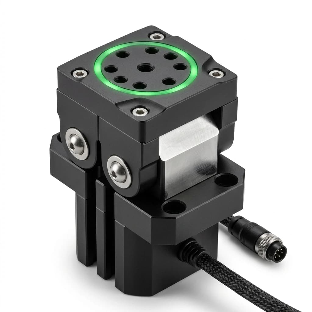 Cobot magnetic gripper module with compact tooling layout