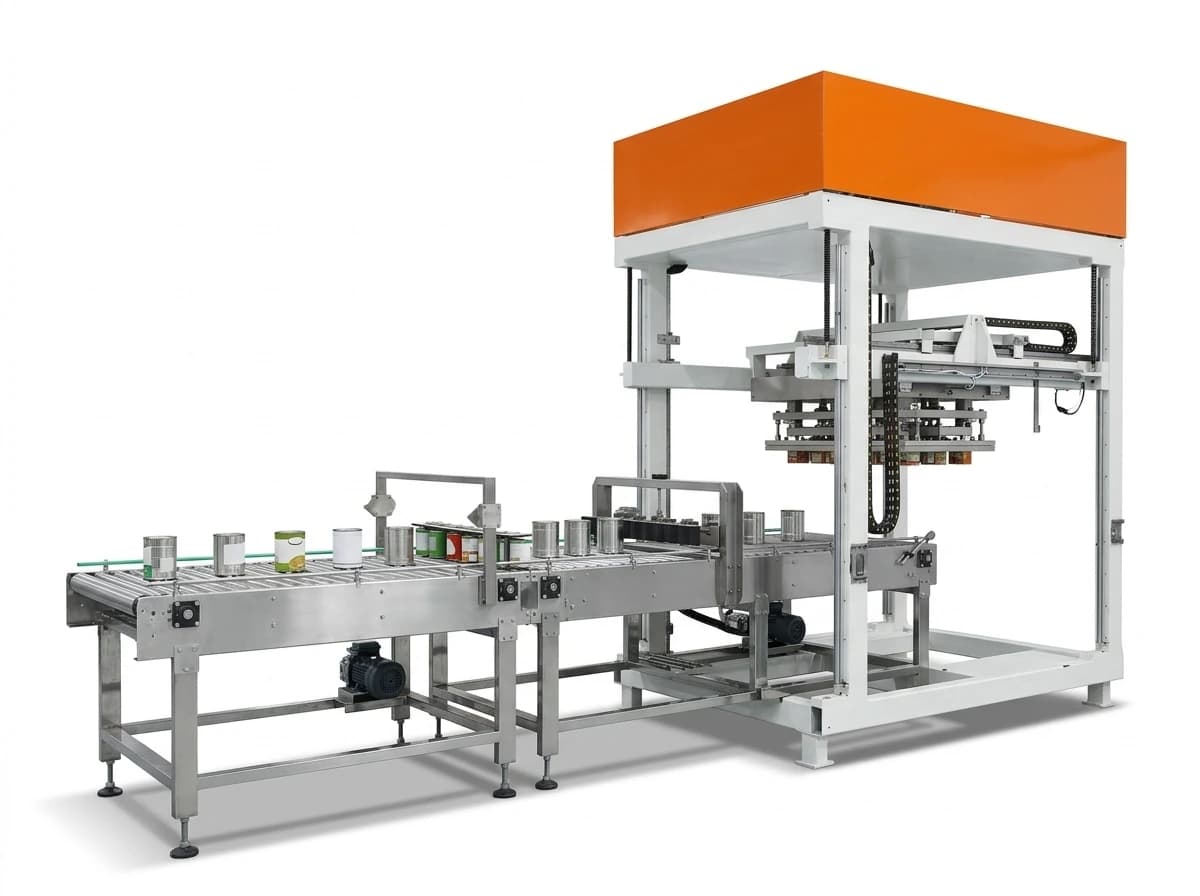 Automated magnetic depalletizing system for can beverage lines