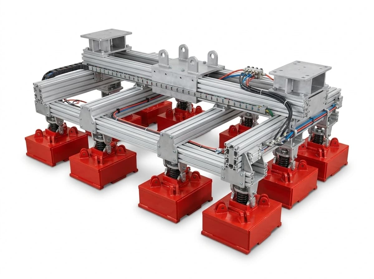 Gantry robot large-format steel panel magnetic lifter with multi-crossmember grid frame