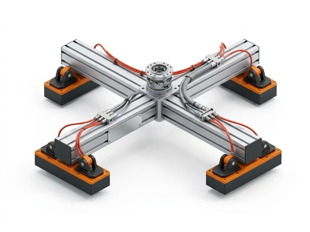 Central robot wrist mounting adapter on magnetic EOAT beam