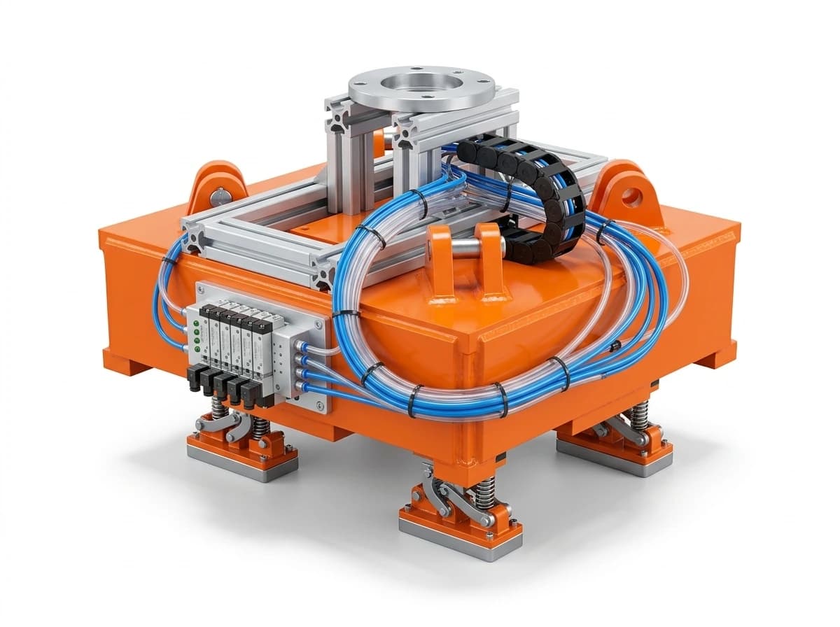 Pneumatic valve manifold and drag chain cable routing customization