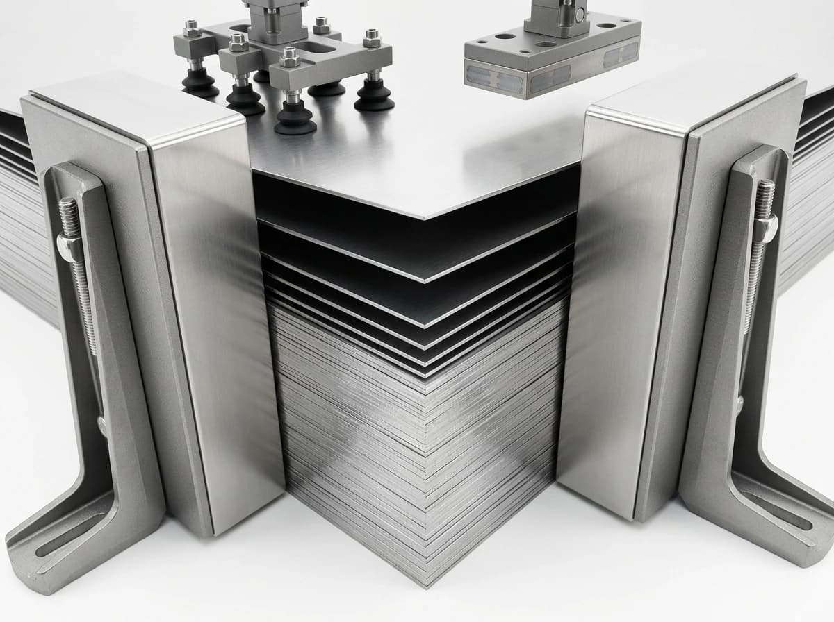 Dual magnetic sheet fanner separator units set up for laser cutting unload automation